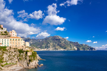 Scenic view of the beautiful town of Atrani at famous Amalfi Coast, Salerno, Campania, Italy