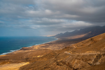 Fototapeta na wymiar Beautiful aerial view of Cofete Beach in Fuerteventura, Canary Islands