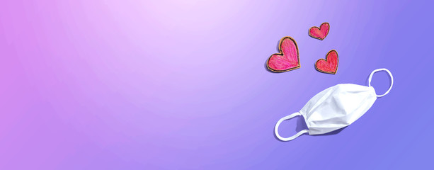 Medical worker appreciation theme with hearts and face mask