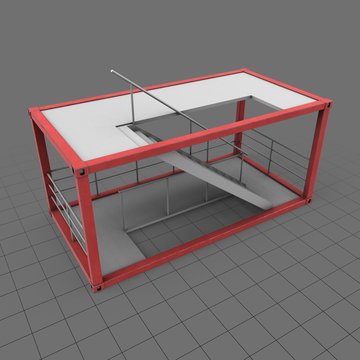 Shipping container with stairway