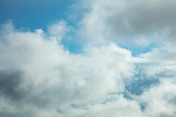Fototapeta na wymiar Beautiful, fluffy, summer clouds. Background for text.