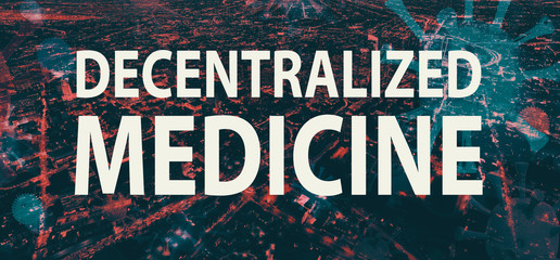 Decentralized Medicine theme with downtown Los Angeles night time background