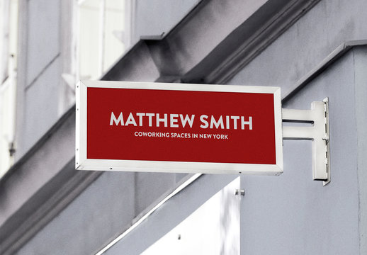 Rectangular Outdoor Mounted Entrance Sign Mockup