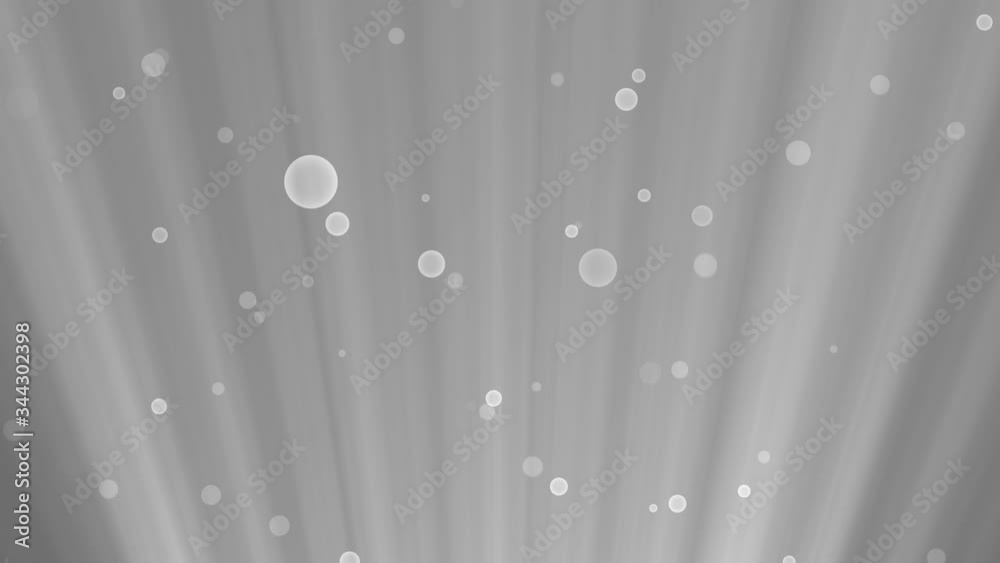 Poster abstract motion bubble particles with light shines in grey animated background. beautiful shiny boke
