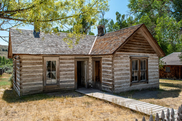 Old abandoned wooden home in Montana ghost town of Bannack.