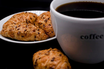 Dark food photography croissant