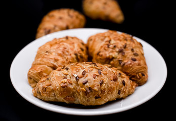 Dark food photography croissant