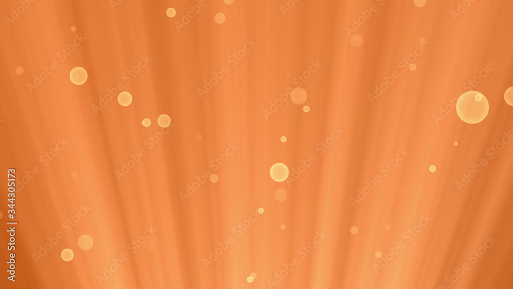 Poster Abstract motion bubble particles with light shines in orange animated background. Beautiful shiny bokeh backdrop.