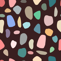 Vector seamless terrazzo pattern. Abstract background. Natural stone texture. Trendy shapes and colors for textile, wallpaper, wrapping paper