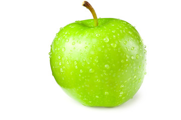 one green apple isolated on white background