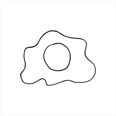 Single hand drawn fried egg. Doodle vector illustration in cute style. Element for greeting cards, posters, stickers and menu design. Isolated on white background
