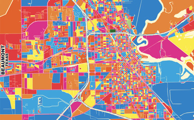 Beaumont, Texas, USA, colorful vector map