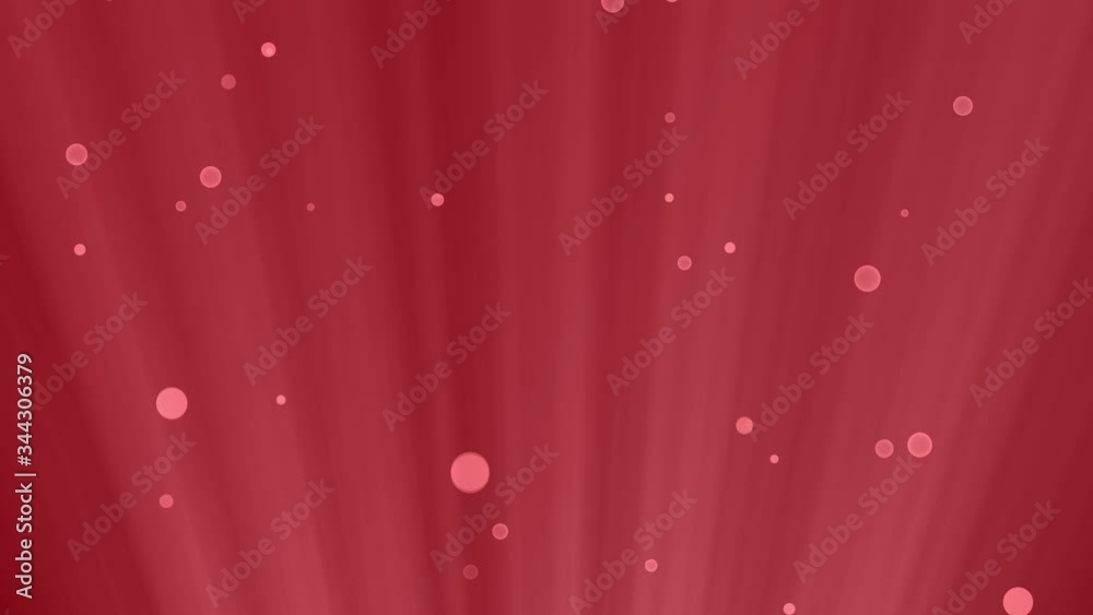 Poster Abstract motion bubble particles with light shines in red animated background. Beautiful shiny bokeh backdrop.