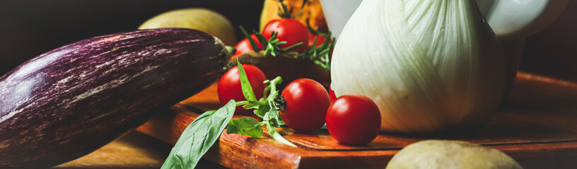 rustic composition of vegetables in a warm light