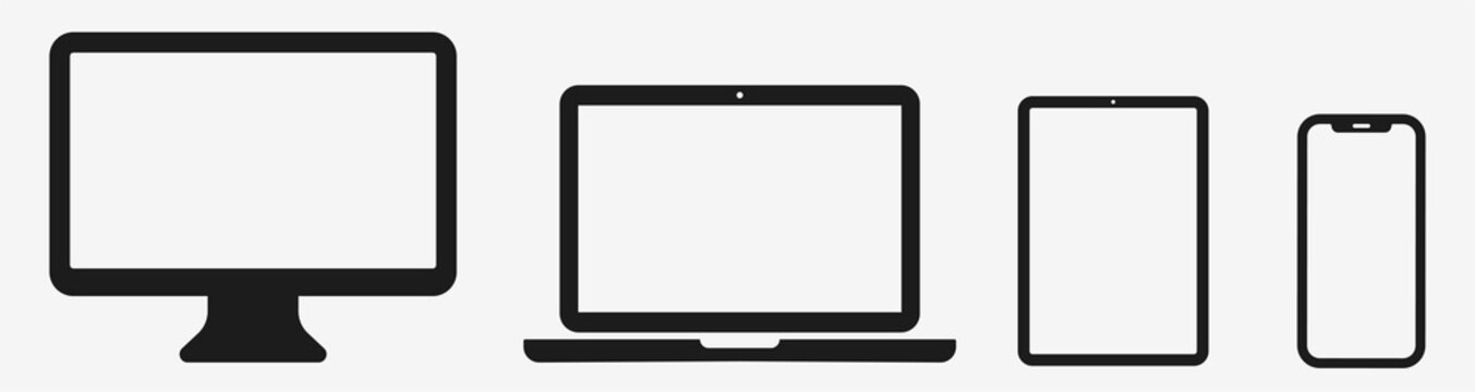 Laptop Computer Tablet Phone. Device icons set. Vector