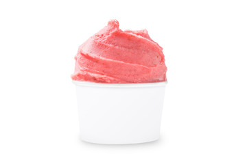 Red gelato on white background