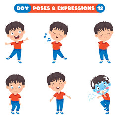 Poses And Expressions Of A Funny Boy
