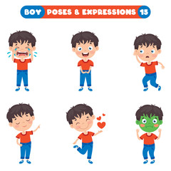 Poses And Expressions Of A Funny Boy