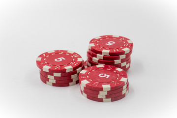 poker chips on white background
