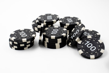 poker chips on white background