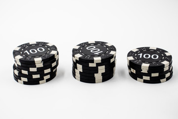 poker chips on white background