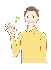 笑顔でOKサインを出す男性