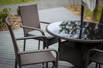 Street cafe way the table