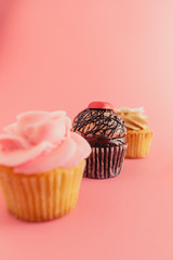 cupcakes with pink background