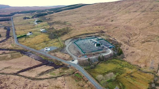 Aerial image of Electricity transmission sub-station in County Donegal - Ireland