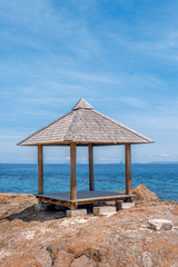 Gazebo on the beach. Beautiful view. Vacation