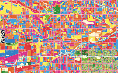 Arvada, Colorado, USA, colorful vector map