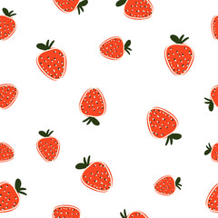 cute summer pattern strawberry on a white background