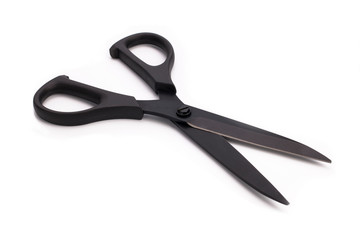 Black scissors on a white background