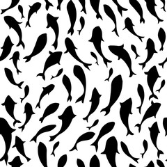 Fish seamless pattern.  Vector illustration.