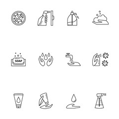 Hygiene Icon. Included the icons as hand wash, soap, alcohol, detergent