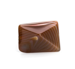 Natural agate on a white background, processed stone