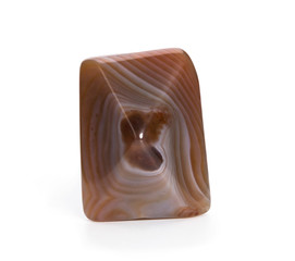 Natural agate on a white background, processed stone