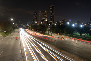 night traffic at Chicago