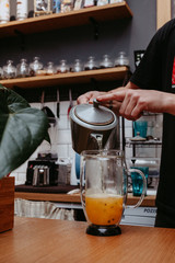 Coffee shop operation. The process of preparing drinks.