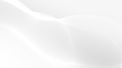 Dot white gray wave light technology texture background. Abstract big data digital concept. 3d rendering.