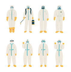 Man in protective white suit. Protection from biological contamination.