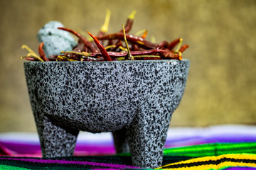 Molcajete and chiles from mexico