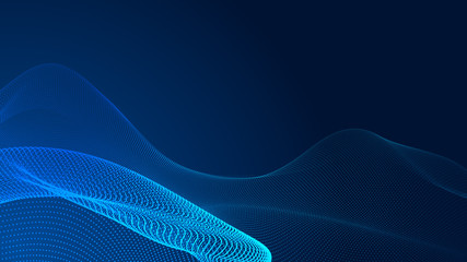 Dot blue wave light screen gradient texture background. Abstract ai technology big data digital background. 3d rendering.