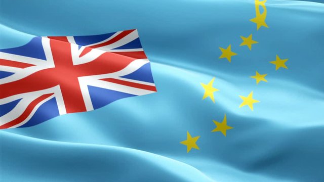 Tuvalu island flag Motion Loop video waving in wind. Realistic Tuvaluan Flag background. Tuvalu Flag Looping Closeup 1080p Full HD 1920X1080 footage. Tuvalu polynesia country flags footage video for f