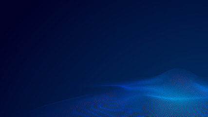 Dot blue wave light screen gradient texture background. Abstract  technology big data digital background. 3d rendering.