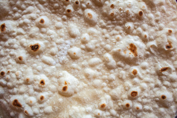 Macro shot of a fresh handmade tortilla