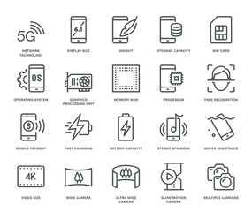 Smartphone Specification Icons. - 344327741