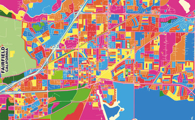 Fototapeta na wymiar Fairfield, California, USA, colorful vector map