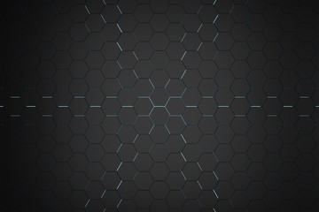 abstract Hexagonal wallpaper background with blue light, 3D rendering. Showcase product