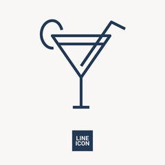 Glass cocktail isolated linear icon for websites minimalistic flat design